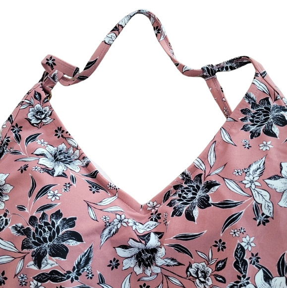 KONA SOL Floral V Neck Cross Back One Piece - Picture 4 of 4